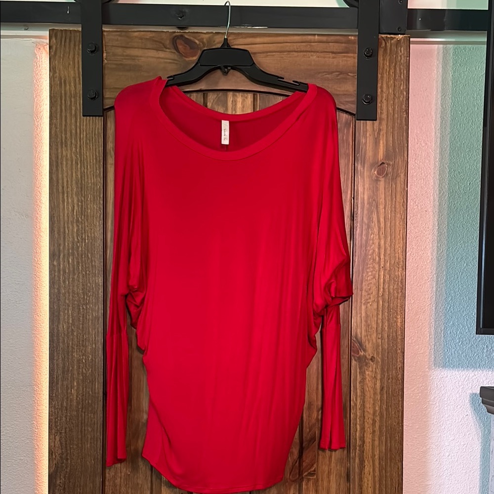 Love in Red Asymmetrical Long Sleeve Tunic